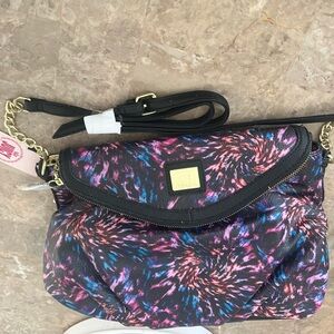 Juicy Couture Black and Pink Crossbody Bag with Artistic Print